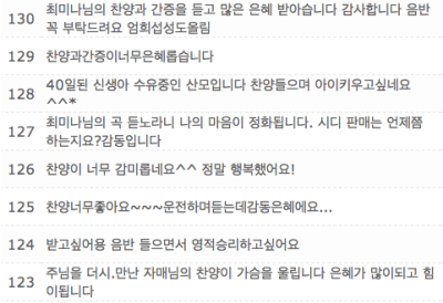 극동방송 찬양이 있는 곳에 1부 청취차 문자 피드백